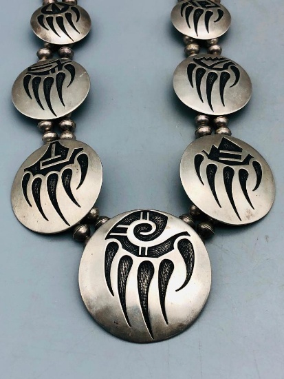 Sterling Silver Hopi Overlay Necklace