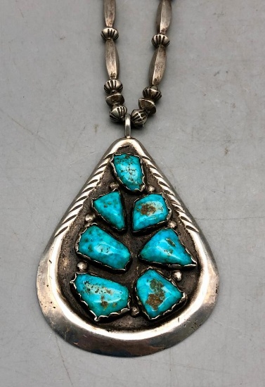 Vintage Turquoise and Sterling Silver Necklace