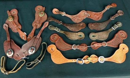 Group of Numerous Pairs of Leather Spur Straps