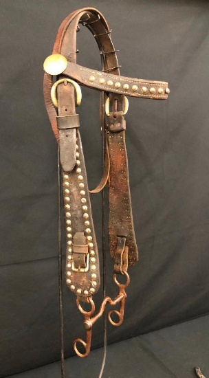 Old Spotted Leather Cowboy Bridle with North & Judd Bit