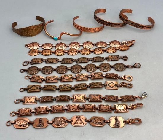 Group of 14 Copper Bracelets