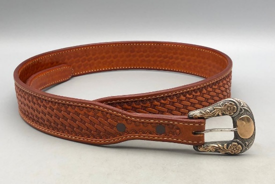 Martin Saddlery Leather Belt with Sterling Buckle