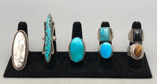 Seven Fabulous Sterling Silver Rings