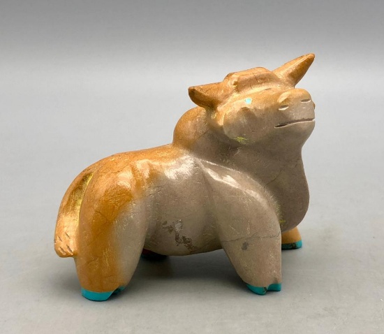 Zuni Bull Fetish with Turquoise Accents