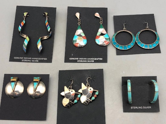 Six Pairs of Beautiful Inlay Earrings