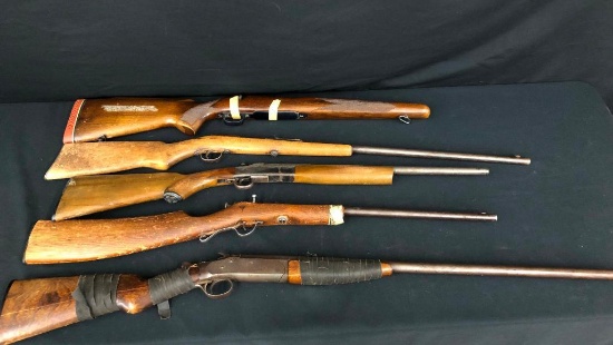 Group of Four Miscellaneous Guns and a Stock