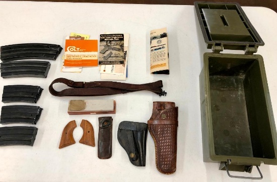 Miscellaneous Ammo Box, Leather Holsters, Mini 14 Mags