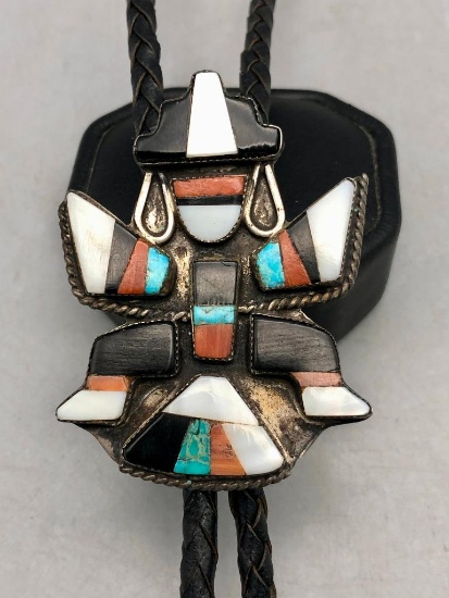 Vintage Zuni Knife Wing Inlay Bolo Tie