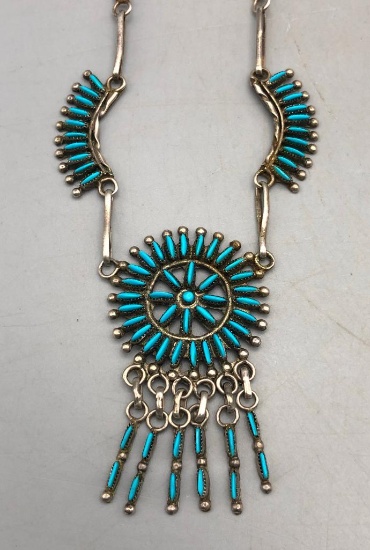 Fine Zuni Needlepoint Turquoise Necklace