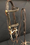 Old Spotted Leather Heiser Bridle with Crockett Bit