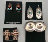 Wonderful Group With Four Pairs Of Sterling Silver Earrings