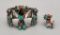 Colorful Vintage Zuni Inlay Bracelet and Ring Set