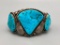 Heavy Duty Vintage Three Stone Turquoise Bracelet