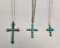 Three Turquoise and Sterling Silver Cross Necklaces