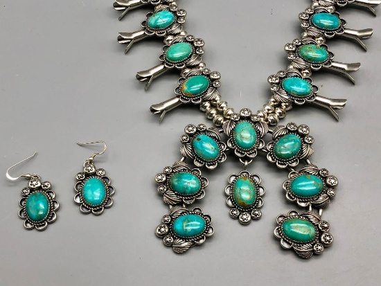 Turquoise Squash Blossom Necklace Set