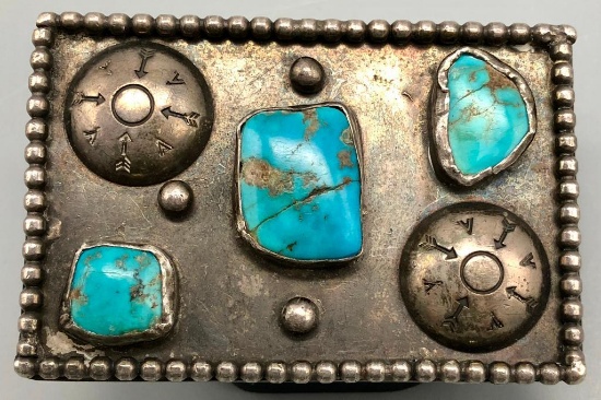 Well Worn Vintage Turquoise Belt Buckle