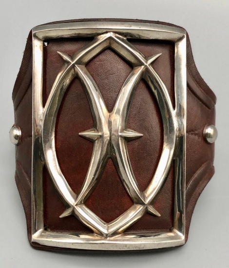 Sterling Silver and Leather Ketoh (bow guard)