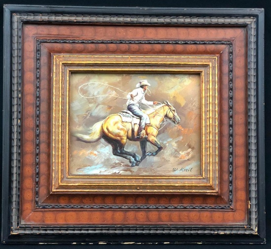 Original Cowboy Oil Painting by W. Krell