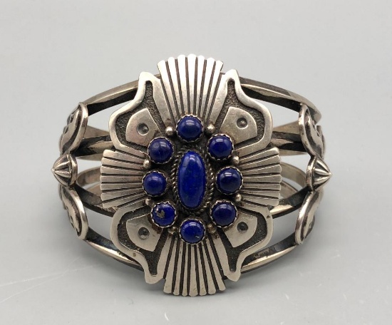 Lapis and Sterling Silver Cluster Bracelet