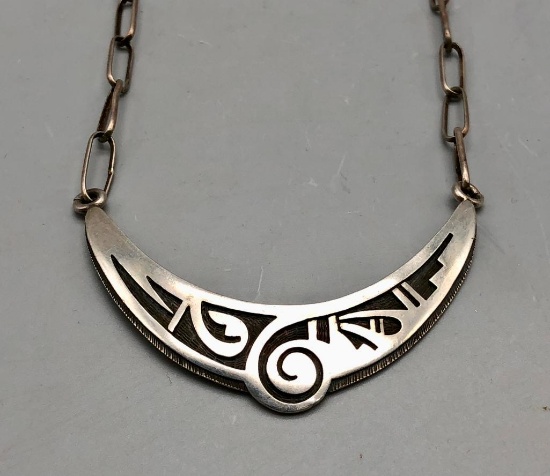 Elegant Hopi Overlay Pendant and Handmade Chain