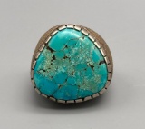 Substantial Spiderweb Turquoise and Sterling Silver Ring