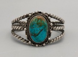 Vintage Sterling Bracelet With A Lovely Turquoise Cabochon