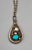 Double Sided Sterling Silver and Turquoise Necklace