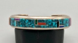 Exquisite Turquoise and Multi-stone Inlay Bracelet