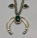 Squash Blossom Style Necklace with Chrysocolla