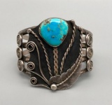 Vintage Flower Pot Design Turquoise Bracelet