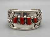 Sterling Silver and Coral Bracelet