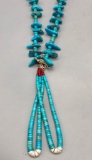 Vintage Turquoise Tab Necklace with Joclas