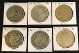 Group of Six Morgan Dollars