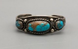 Gorgeous Vintage Three Stone Turquoise Bracelet