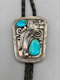 Eye Catching Two Stone Turquoise Bolo