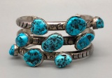 Stylized Three Row Turquoise Bracelet