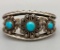Sophisticated 1930s-40s Turquoise and Sterling Silver Bracelet.