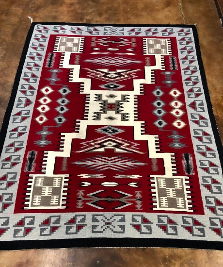 Large Navajo Textile- Red Storm