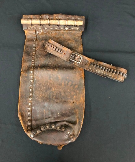 Antique Express Mail Bag and Leather Gun Belt