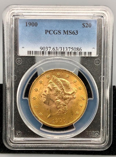 MS 63 Liberty $20 Gold Coin - 1900