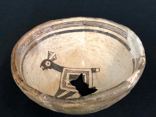 Prehistoric Mimbres Pottery Bowl- Deer