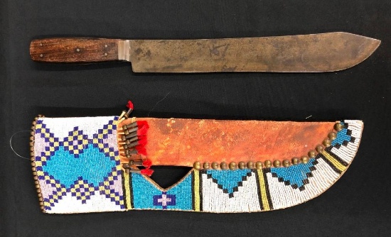 Antique Crow/Plains Large Size Beaded Belt Knife Sheath