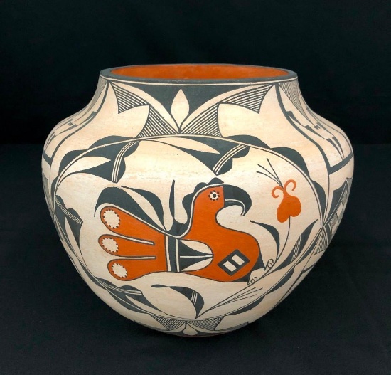 Vintage Acoma Polychrome Pottery Olla by Florence Aragon