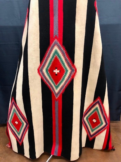 A Rare Original Navajo Chief's Blanket Made From Germantown Wool - Circa 1890s