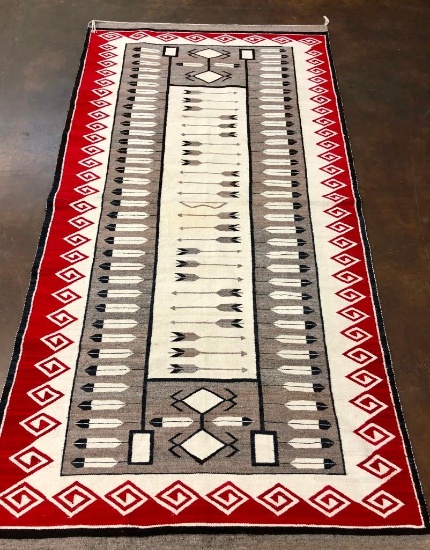 Large Pictorial Navajo Handmade Textile/Rug 4.5 ft X 9 ft