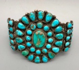 Spectacular 1930s Turquoise Cluster Bracelet