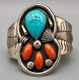 Elegant Coral and Persian Turquoise Bracelet