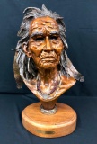 Through the Eyes of the Ancient One-A Bronze Sculpture by Known Artist Ed Natiya