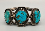Ideal 3 Stone Turquoise and Sterling Silver Bracelet