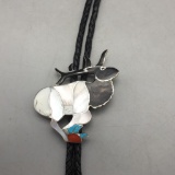 Vintage Zuni Inlay Bolo Tie Attributed to Joe Zunie